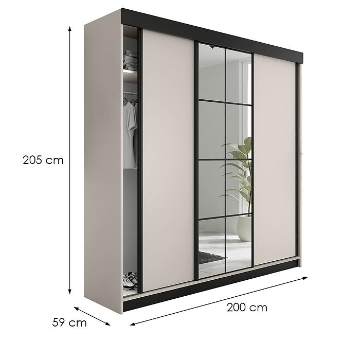 Schrank Lamaro 200 kaschmir + schwarze Einsätze