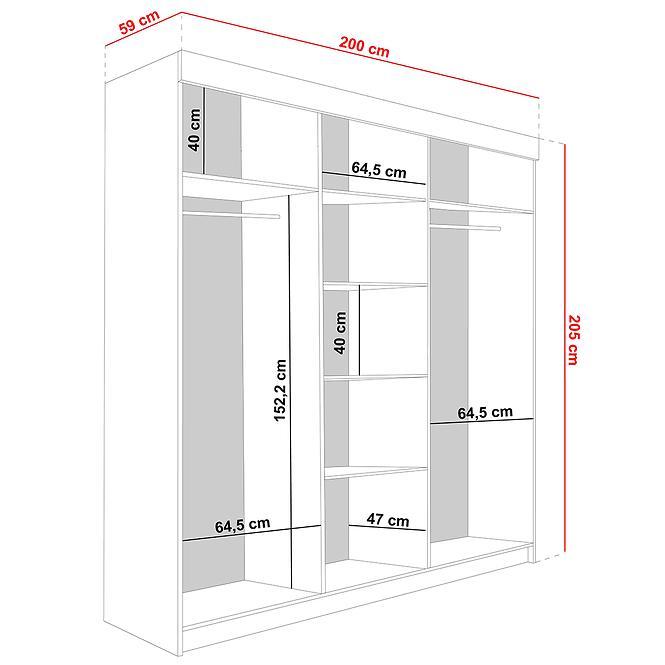 Schrank Lamaro 200 kaschmir + schwarze Einsätze