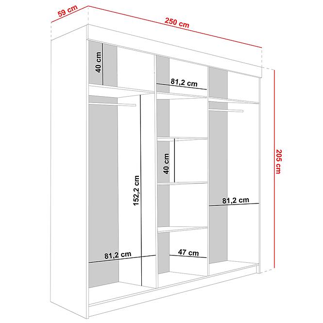 Schrank Lamaro 250 kaschmir + schwarze Einsätze