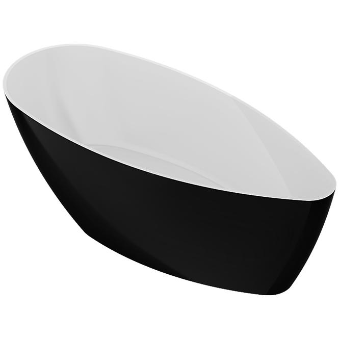 Badewanne Girla 159x70 Weiß/schwarz matt  ohne Überlauf