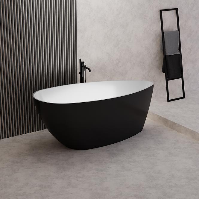 Badewanne Girla 159x70 Weiß/schwarz matt  ohne Überlauf,3