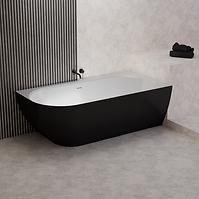Badewanne Nelza 175x82 links Konglomerat schwarz/Weiß matt