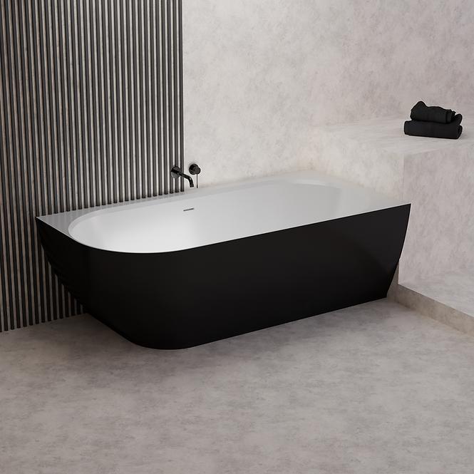 Badewanne Nelza 175x82 links Konglomerat schwarz/Weiß matt