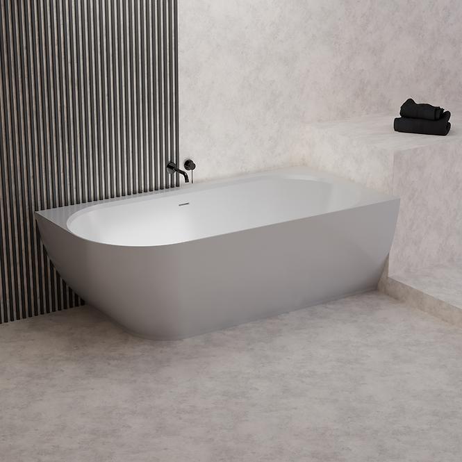 Badewanne Nelza 175x82 links Konglomerat Weiß matt