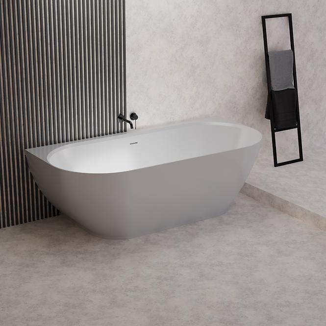 Badewanne Lesla 168x82 Konglomerat Weiß matt