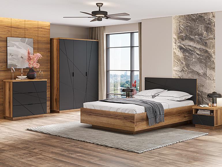 Schrank Orient H1 Delano-Eiche/schwarz