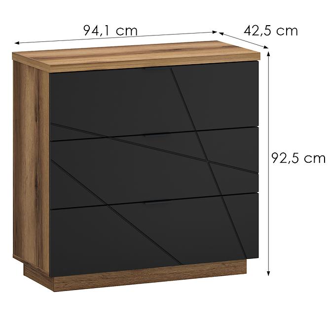 Kommode 3s Orient G Delano-Eiche/schwarz,3