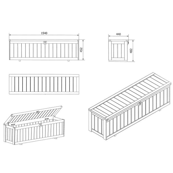 Garten-Aufbewahrungsbox L – 154 x 44 x 48,2 cm,3