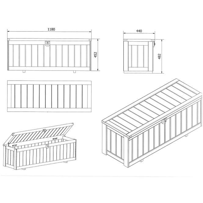 Garten-Aufbewahrungsbox M – 118 x 44 x 48,2 cm,3