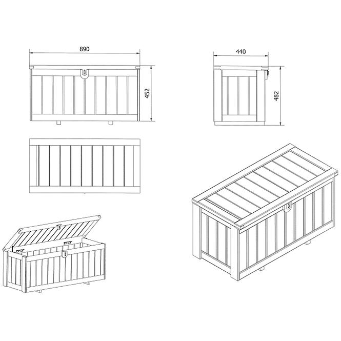 Garten-Aufbewahrungsbox S – 89 x 44 x 48,2 cm,3