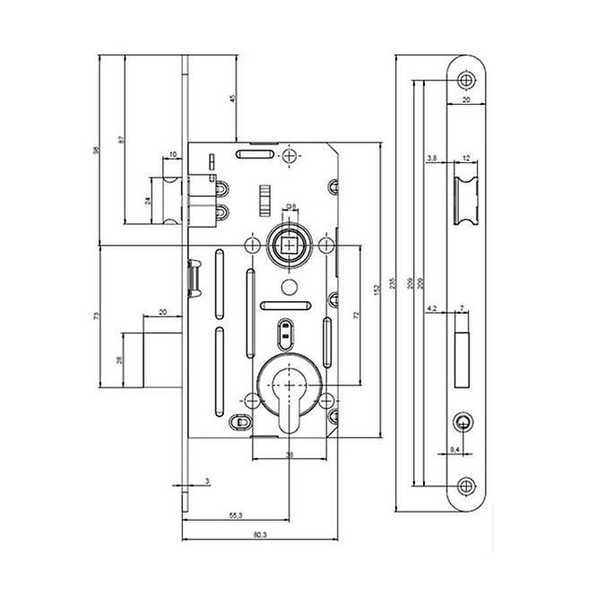 Einsteckschloss 190/140/20 L