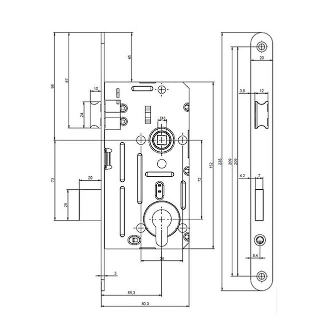 Einsteckschloss 190/140/20 R