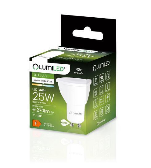 45LD ŽÁROVKA  LUMILED LED GU10 3W 270LM 120ST. NB
