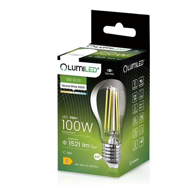45LD ŽÁROVKA  LUMILED LED A60 FIL CL 11W 100W E27 1521LM 840