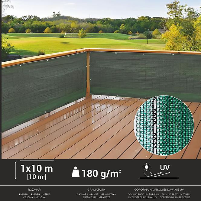 Beschattungsnetz 1x10 m 180G/m2 Dunkelgrün