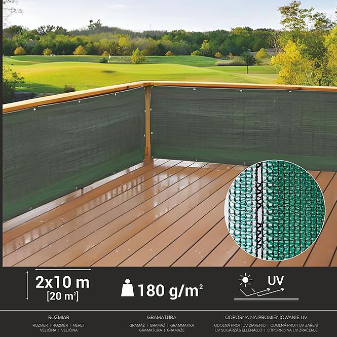 Beschattungsnetz 2x10 m 180G/m2 Dunkelgrün