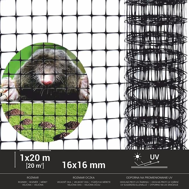 Maulwurfsnetz 30g/m2 16x16 mm 1x20 m
