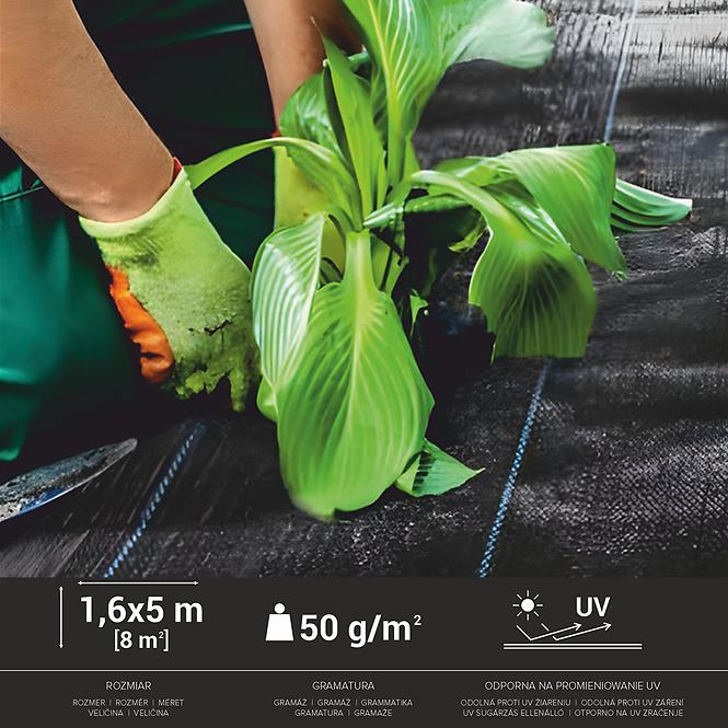 Nicht gewebte Mulchtextilie 1,6x5 m 50g/m2 Schwarz