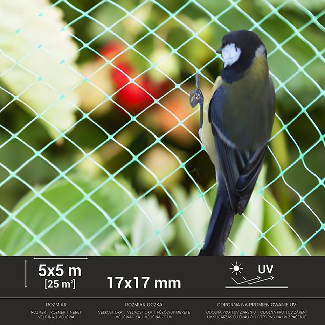 Schutznetz gegen Vögel 10g/m2 17x17 mm 5x5 m