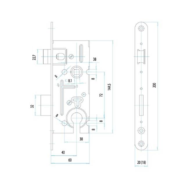 Einsteckschloss 5160/20N 1/2