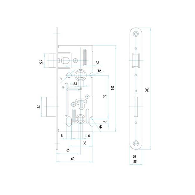 Einsteckschloss 5220/20N 1/2