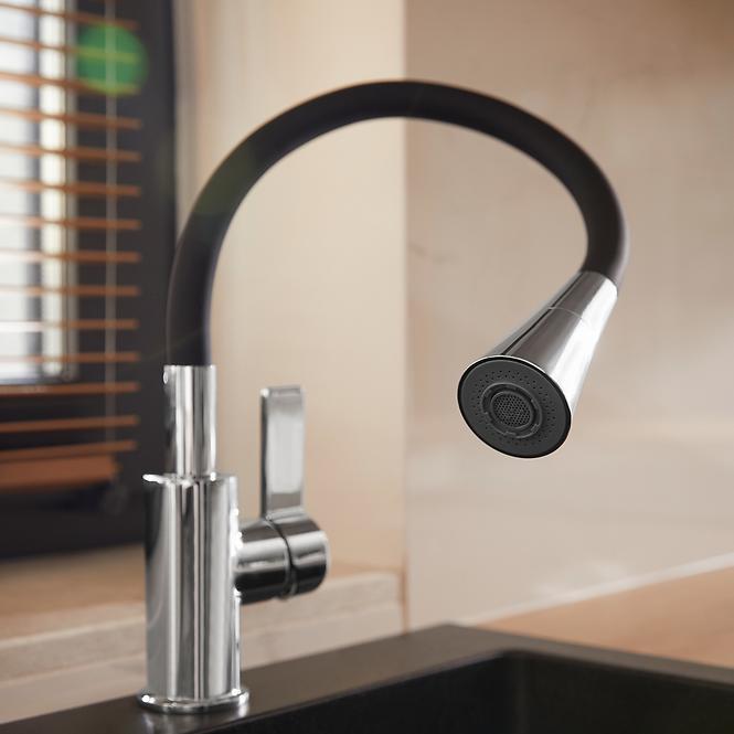 Spültischarmatur mit flexiblem Auslauf Rumba Black Duo,5