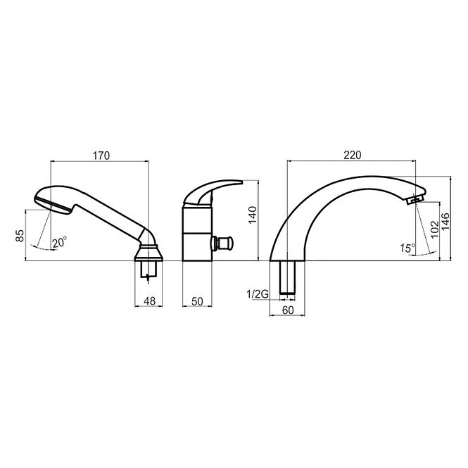 Badewanne-Armatur Metalia 55 3-Loch 55045,0 Chrom