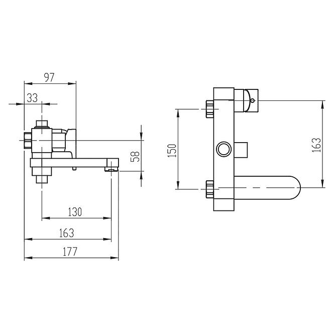 Badewanne-Armatur Nobless Vision X 150 mm 42023/1,0