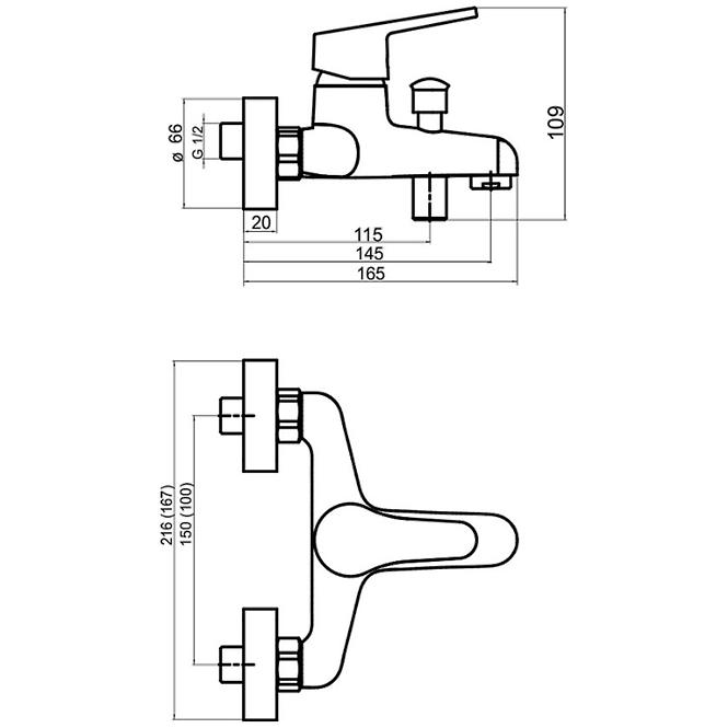 Wand-Badewanne-Armatur Titan Iris New 150 mm