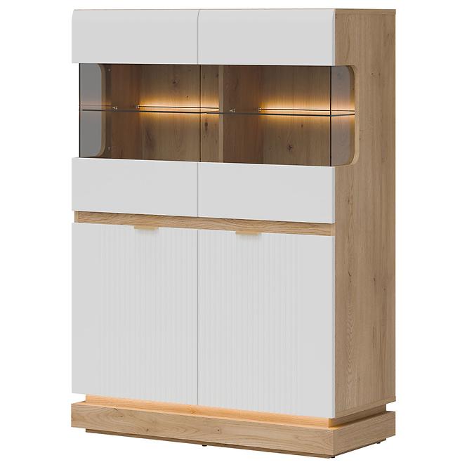 Vitrine niedrig Milton ML04 eiche crem torro weiß,2