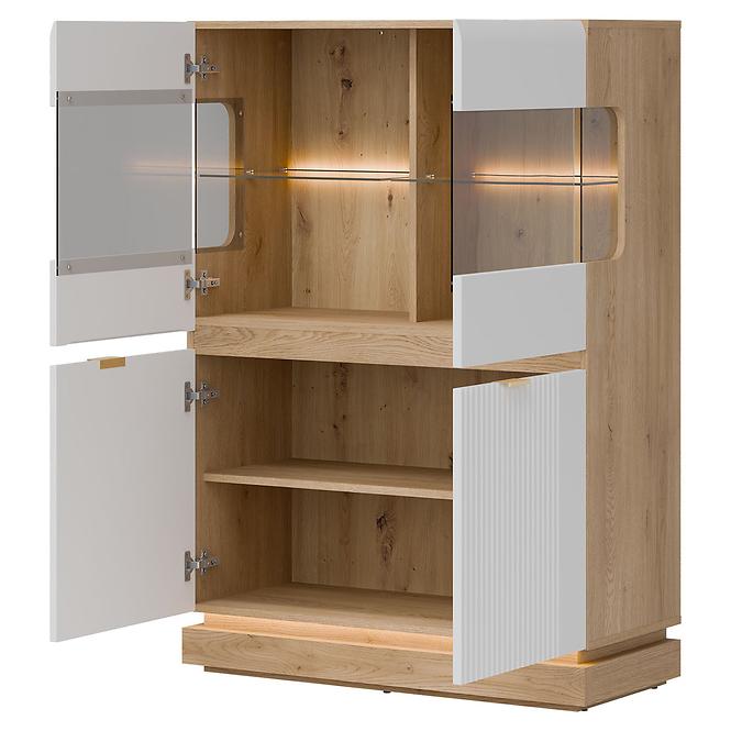 Vitrine niedrig Milton ML04 eiche crem torro weiß,3