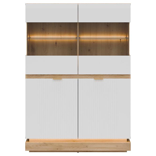 Vitrine niedrig Milton ML04 eiche crem torro weiß,4