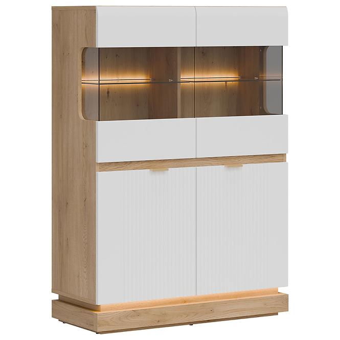 Vitrine niedrig Milton ML04 eiche crem torro weiß,6