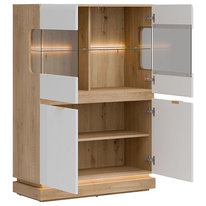 Vitrine niedrig Milton ML04 eiche crem torro weiß,7