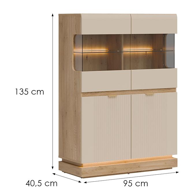 Vitrine niedrig Milton ML04 eiche crem torro kremona