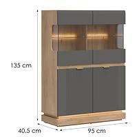 Vitrine niedrig Milton ML04 eiche crem torro grau