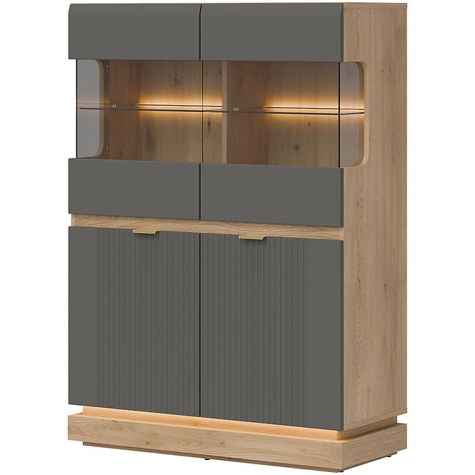 Vitrine niedrig Milton ML04 eiche crem torro grau,2