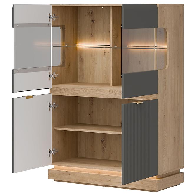 Vitrine niedrig Milton ML04 eiche crem torro grau,3
