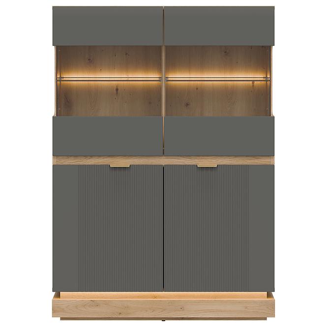 Vitrine niedrig Milton ML04 eiche crem torro grau,4