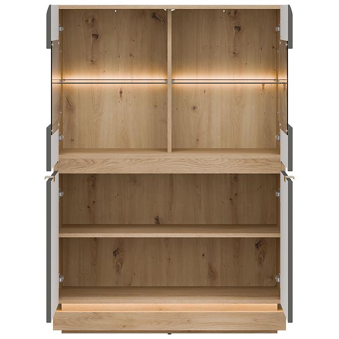 Vitrine niedrig Milton ML04 eiche crem torro grau,6