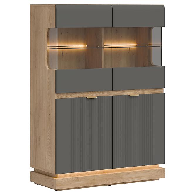 Vitrine niedrig Milton ML04 eiche crem torro grau,7