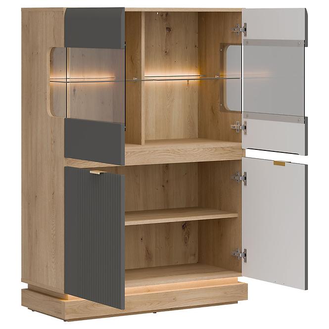 Vitrine niedrig Milton ML04 eiche crem torro grau,8