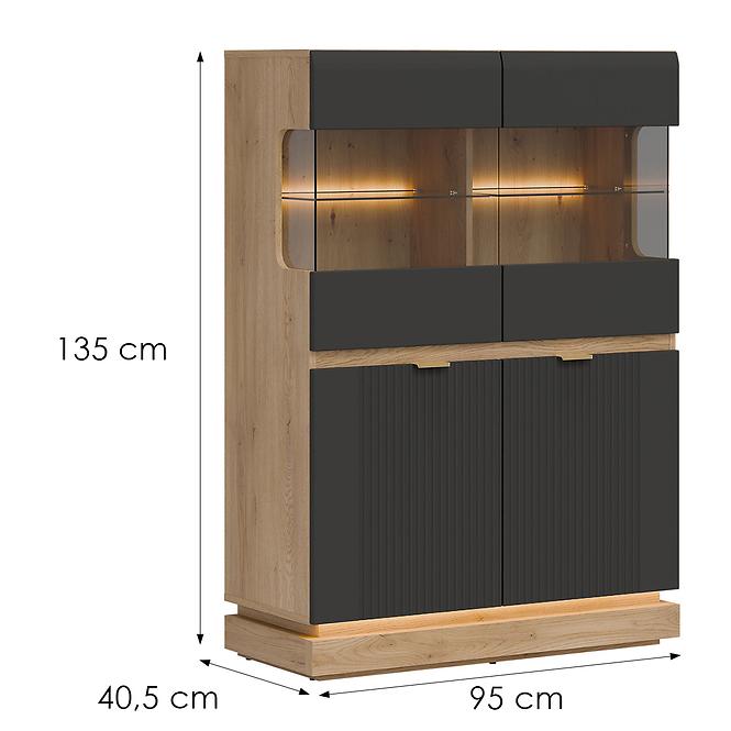 Vitrine niedrig Milton ML04 eiche crem torro anthrazit