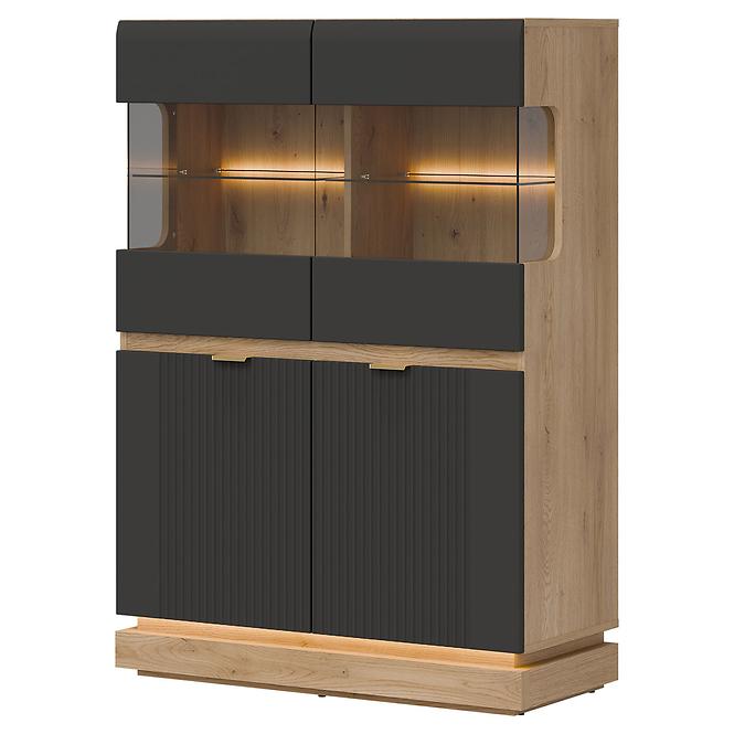 Vitrine niedrig Milton ML04 eiche crem torro anthrazit,2