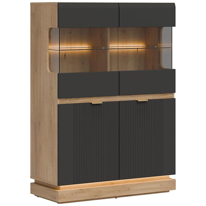 Vitrine niedrig Milton ML04 eiche crem torro anthrazit,6