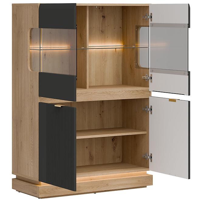 Vitrine niedrig Milton ML04 eiche crem torro anthrazit,7