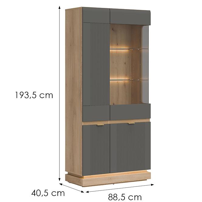 Vitrine Milton ML06 eiche crem torro grau