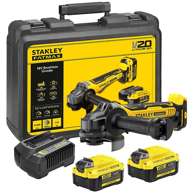 Akku-Winkelschleifer ohne Kohlebürsten Fatmax® V20 2x4.0 Ah 18V
