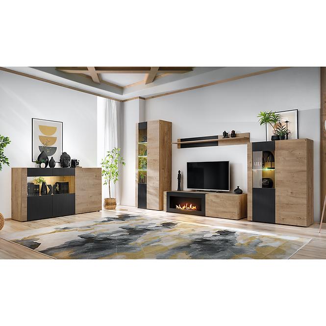 Vitrine Aron RZS AR WSN Eiche Ribbeck/Schwarz