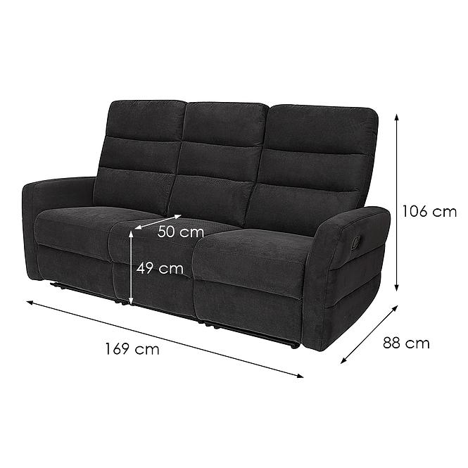 Sofa Belize 3SJ NLK314 schwarz mit Entspannungsfunktion